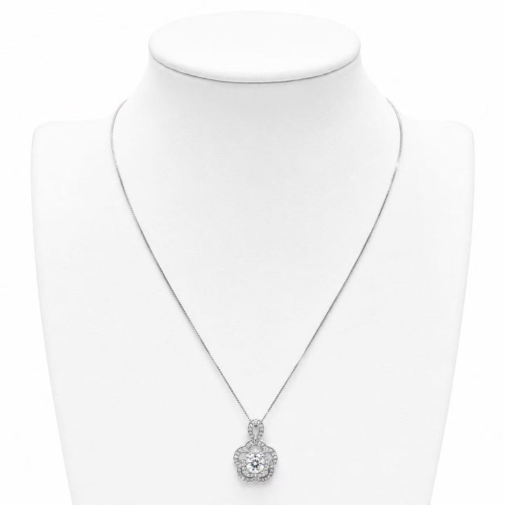 925 Sterling Silver Blossom Crystal Pendant Necklace Yui mart