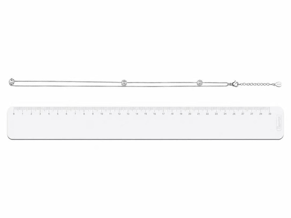925 Sterling Silver Triple Sparkle Station Necklace Yui mart