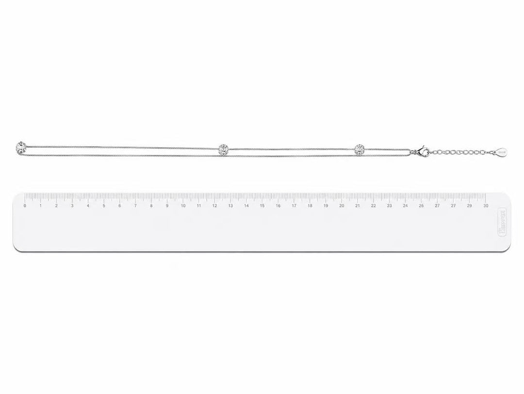 925 Sterling Silver Triple Sparkle Station Necklace Yui mart