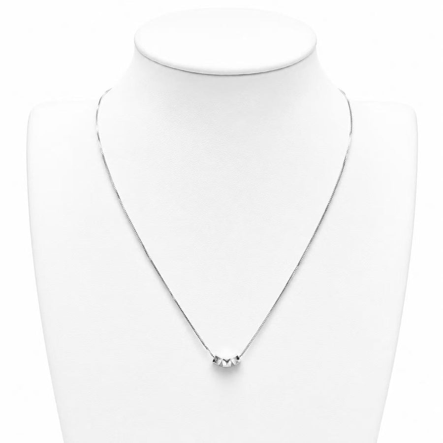 925 Sterling Silver Crystal Arc Pendant Necklace Yui mart