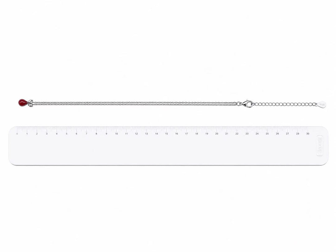 925 Sterling Silver Red Pearl Charm Necklace Yui mart