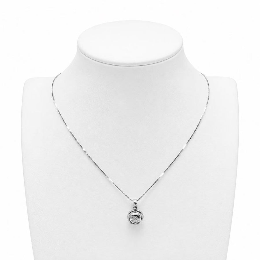 925 Sterling Silver Crystal Orb Pendant Necklace Yui mart