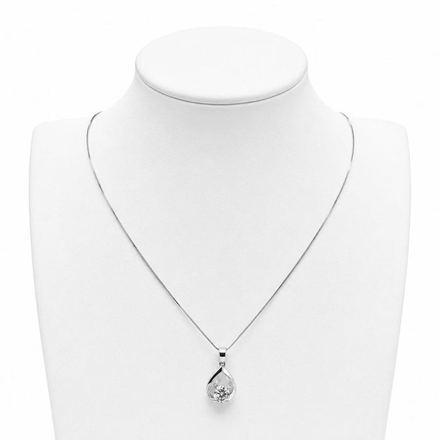 925 Sterling Silver Sparkling Teardrop Pendant Necklace Yui mart