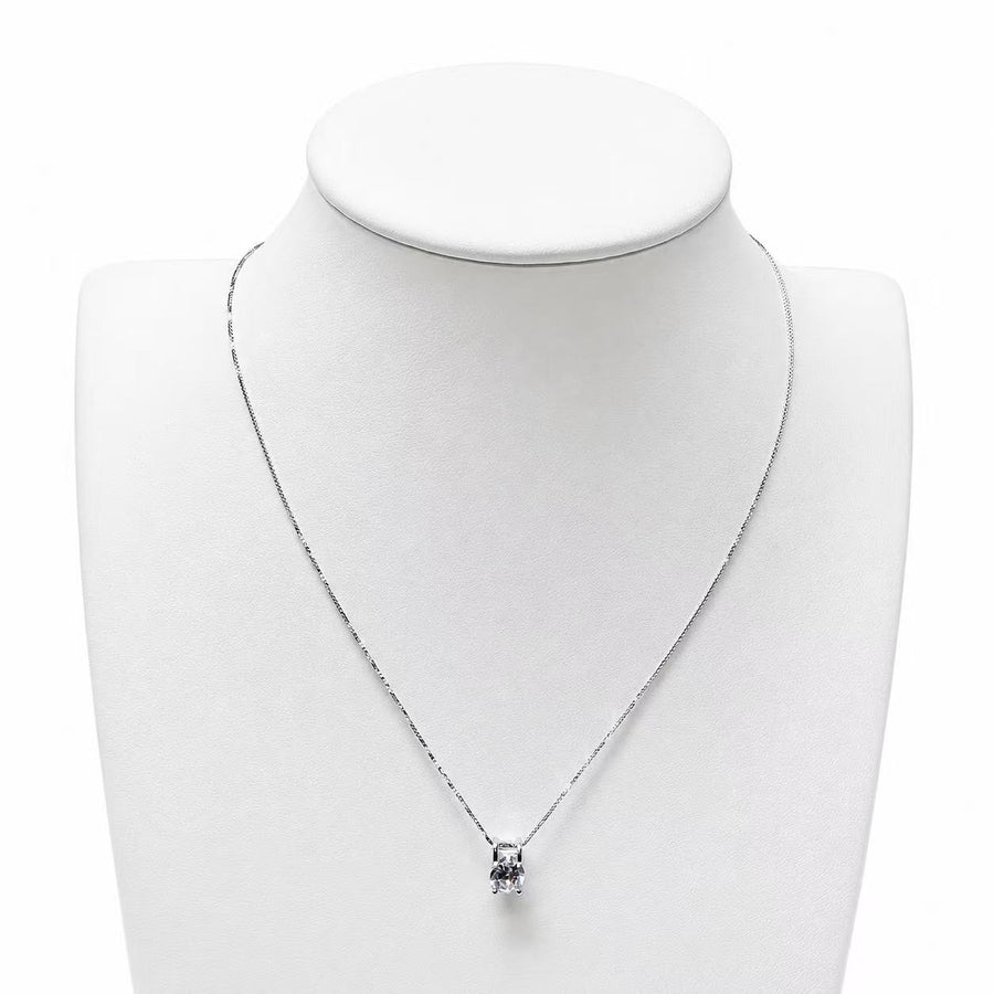 925 Sterling Silver Classic Solitaire CZ Necklace Yui mart