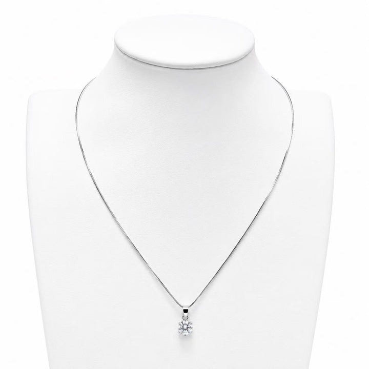25 Sterling Silver Solitaire CZ Pendant Necklace Yui mart