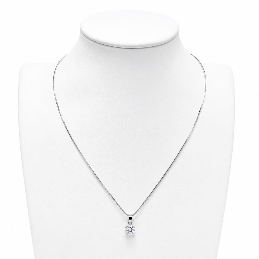 25 Sterling Silver Solitaire CZ Pendant Necklace Yui mart