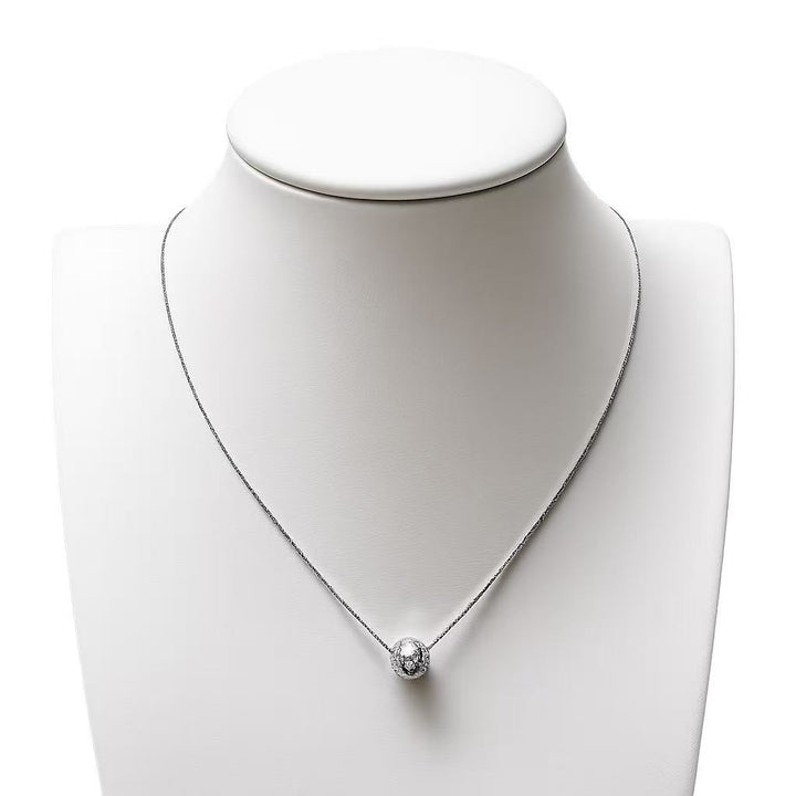 925 Sterling Silver Textured Bead Pendant Necklace Yui mart