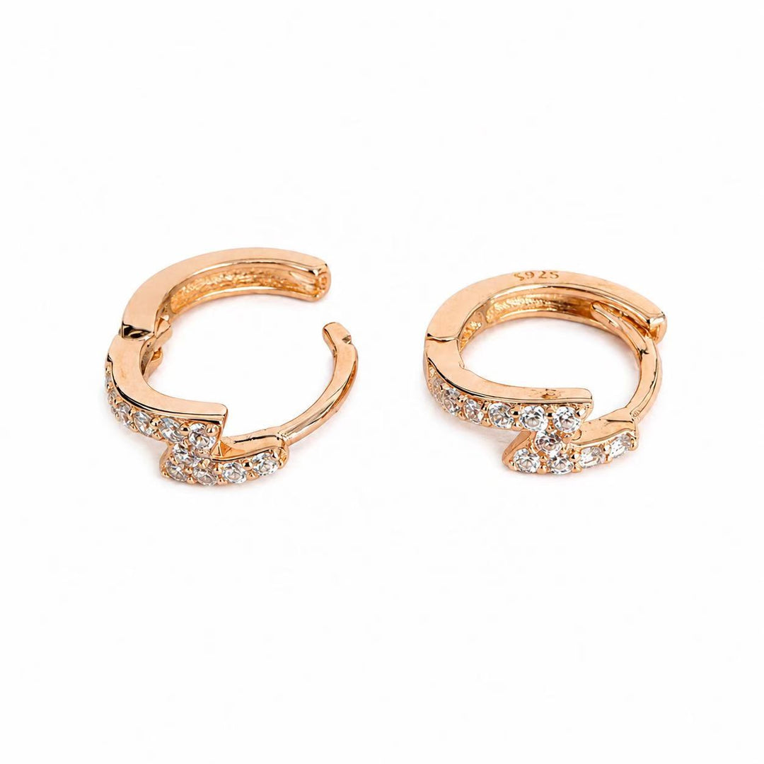 925 Sterling Silver Rose Gold Plated Wave Huggie Earrings Yui mart