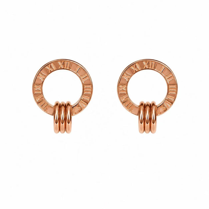 925 Sterling Silver Rose Gold Triple Ring Circle Stud Earrings Yui mart