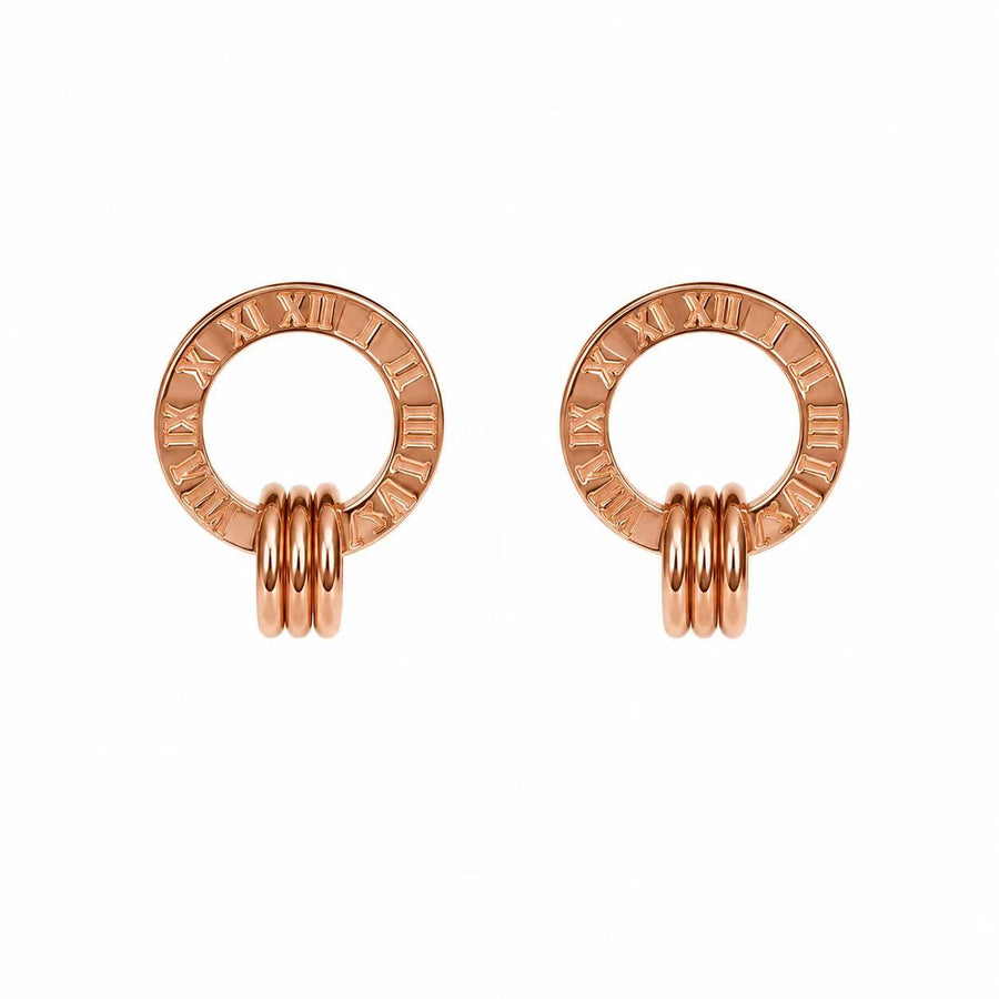 925 Sterling Silver Rose Gold Triple Ring Circle Stud Earrings Yui mart