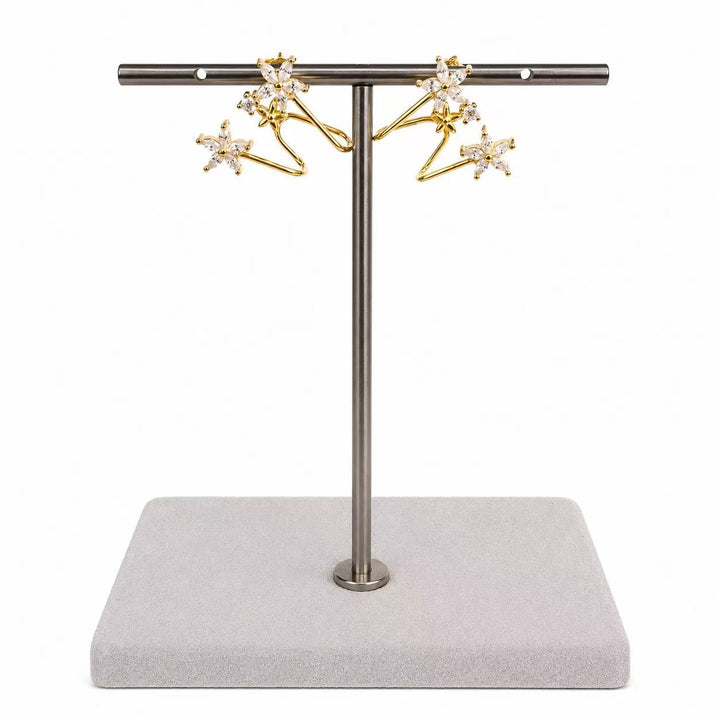 925 Sterling Silver Gold-Plated Floral Star Ear Climber Earrings Yui mart