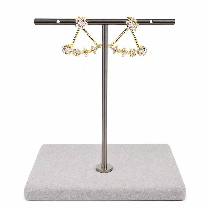 925 Sterling Silver Gold-Plated Floral Fan Ear Jacket Earrings Yui mart