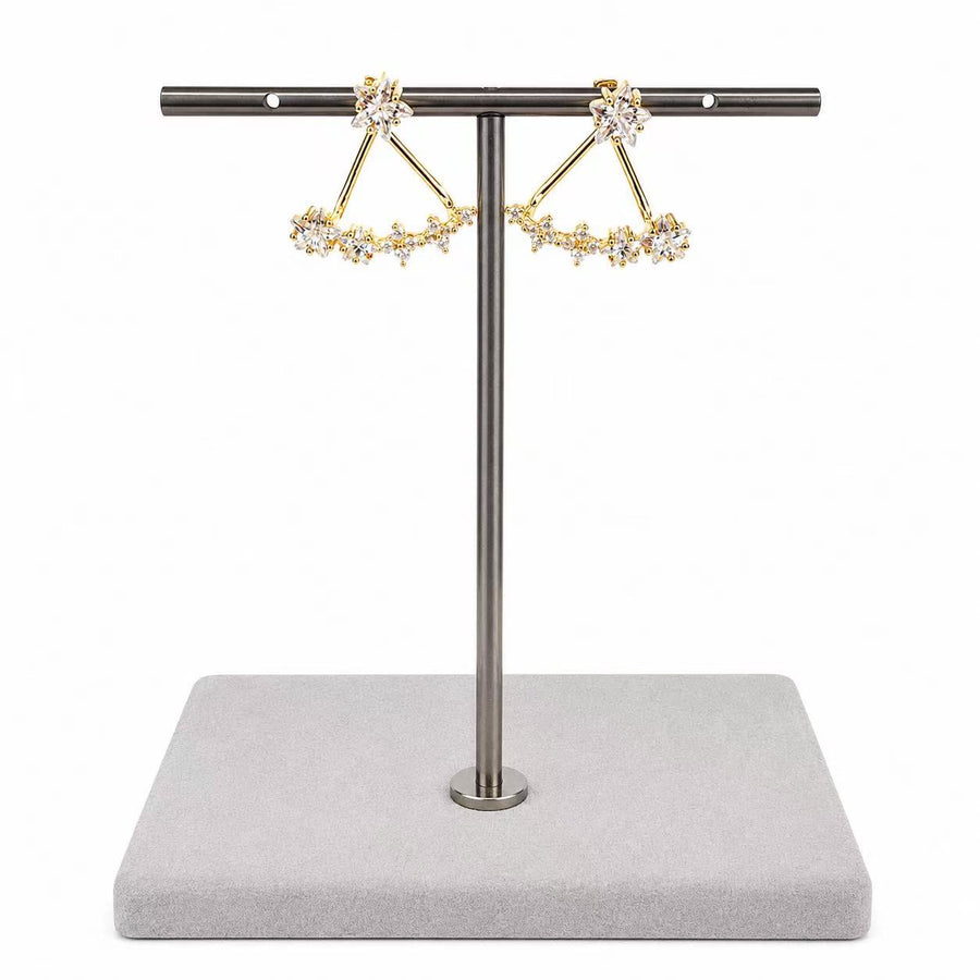 925 Sterling Silver Gold-Plated Floral Fan Ear Jacket Earrings Yui mart