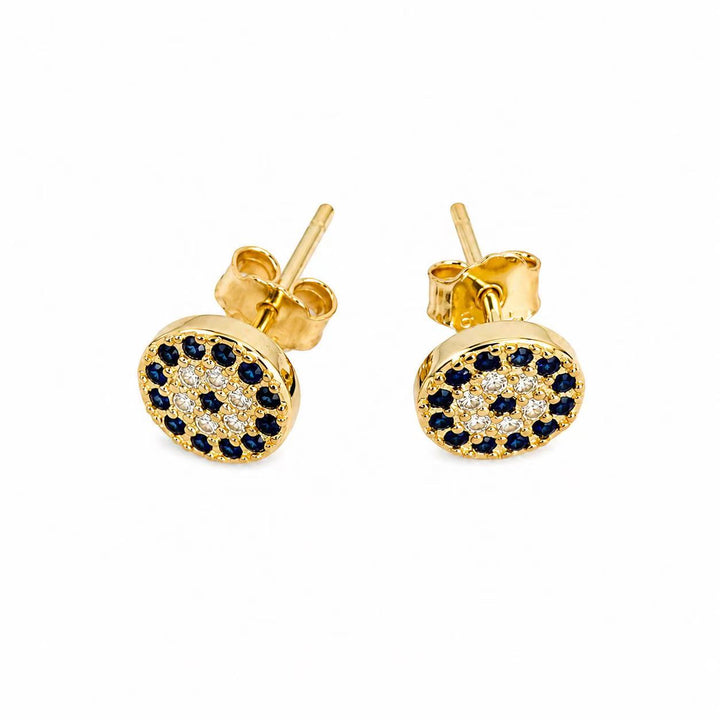 925 Sterling Silver Gold-Plated Evil Eye Stud Earrings Yui mart