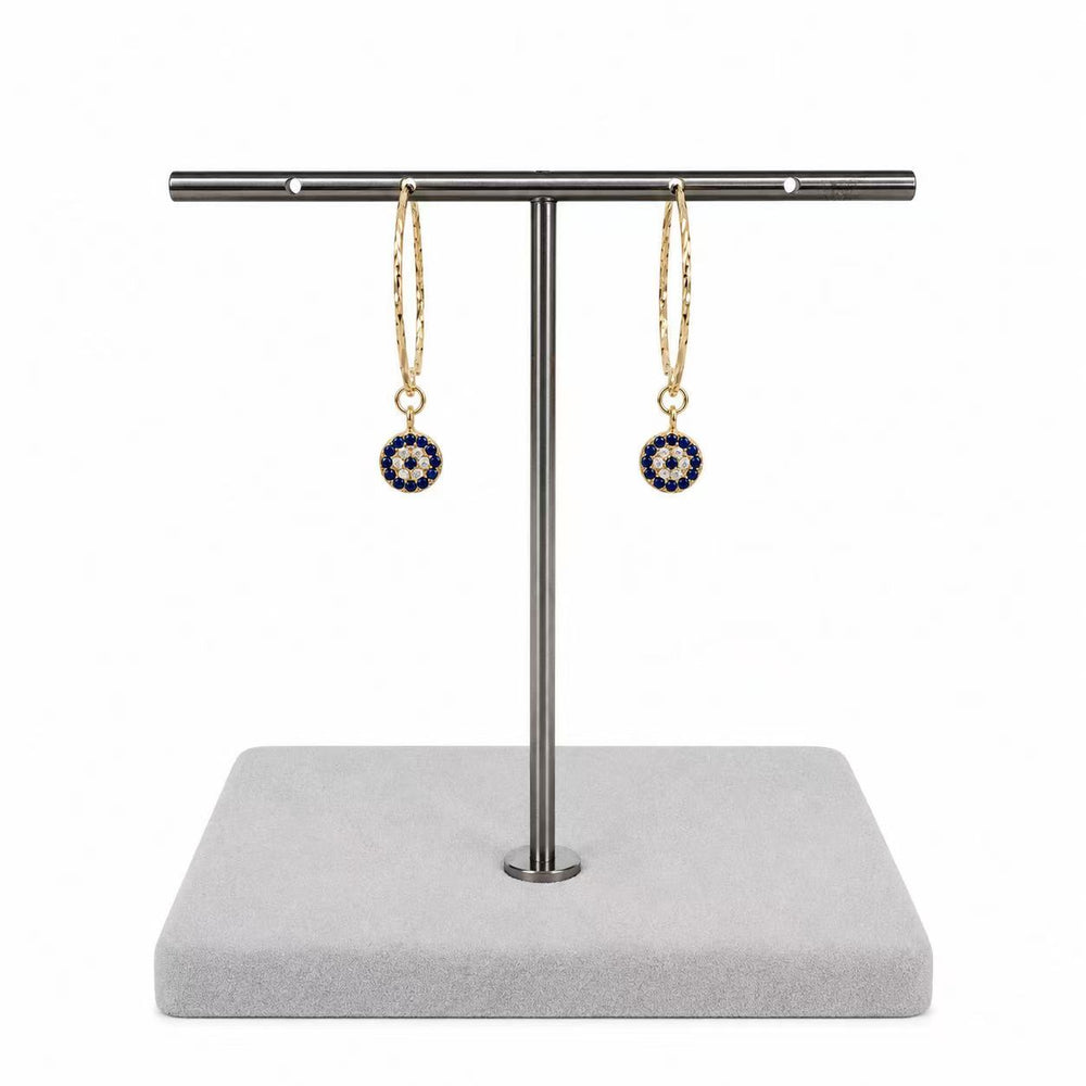 925 Sterling Silver Gold-Plated Evil Eye Hoop Earrings Yui mart