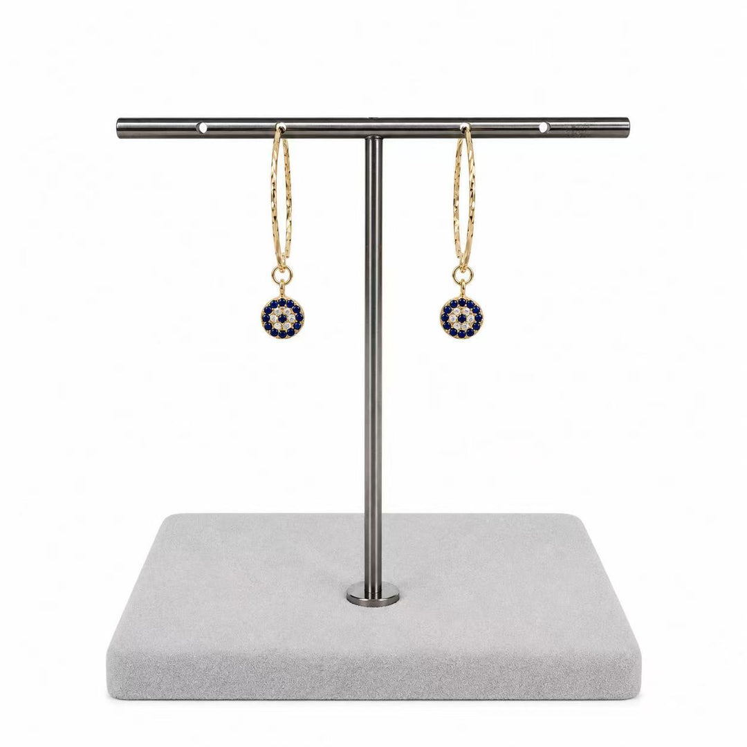 925 Sterling Silver Gold-Plated Evil Eye Hoop Earrings Yui mart