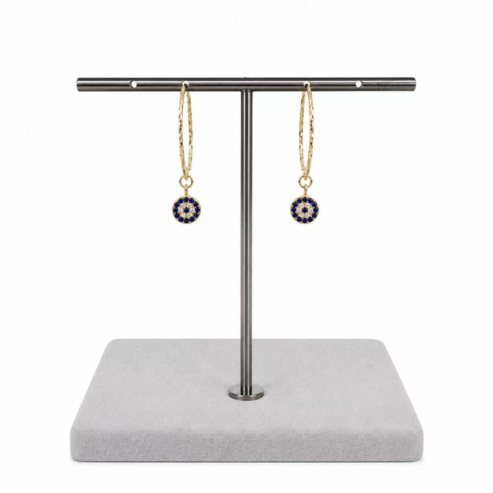 925 Sterling Silver Gold-Plated Evil Eye Hoop Earrings Yui mart
