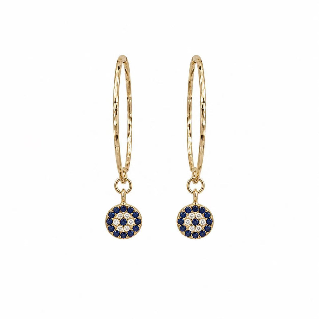 925 Sterling Silver Gold-Plated Evil Eye Hoop Earrings Yui mart