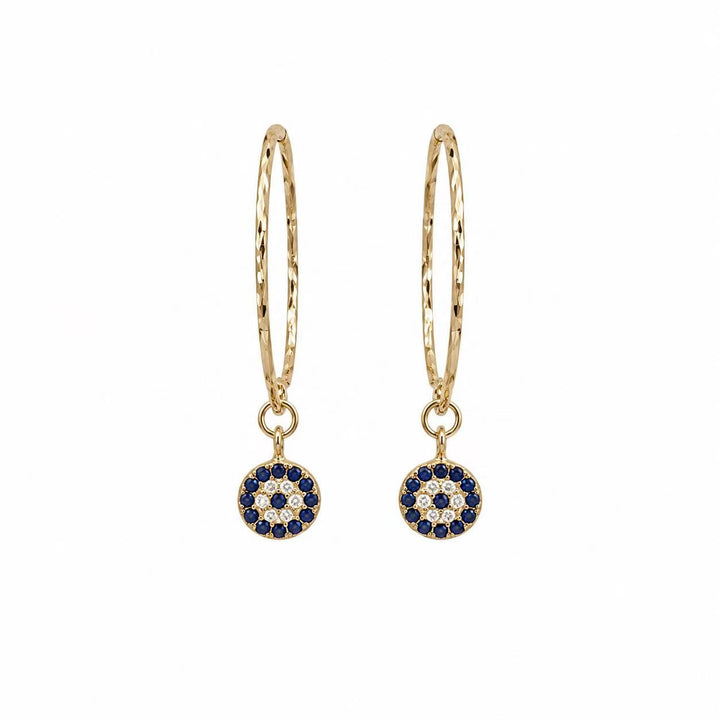 925 Sterling Silver Gold-Plated Evil Eye Hoop Earrings Yui mart
