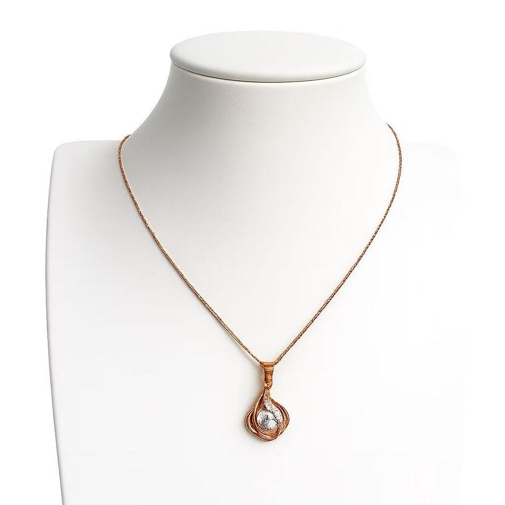 925 Sterling Silver Rose Gold Crystal Flame Pendant Necklace Yui mart