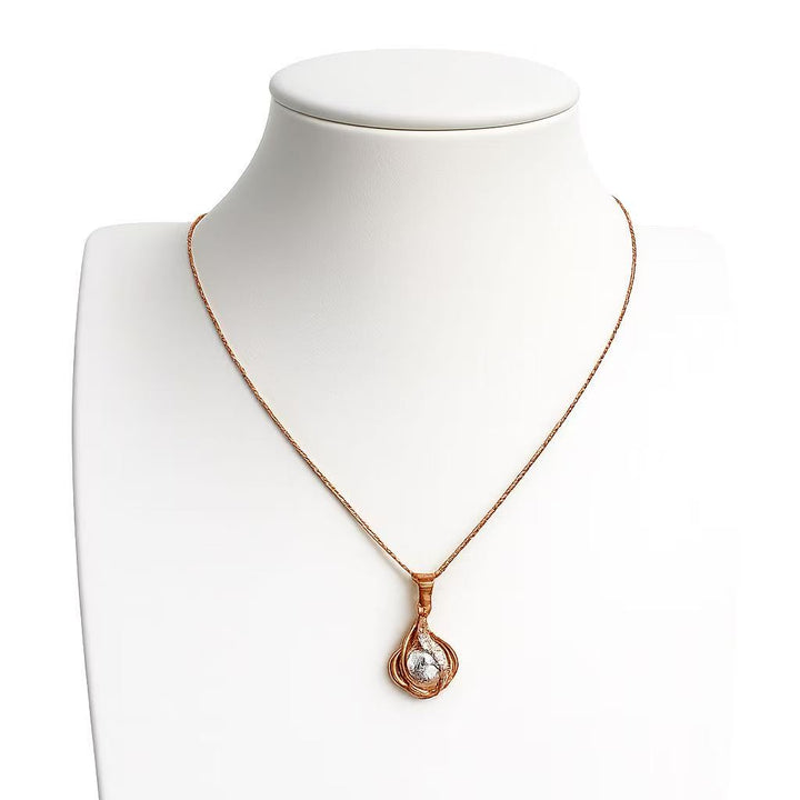 925 Sterling Silver Rose Gold Crystal Flame Pendant Necklace Yui mart
