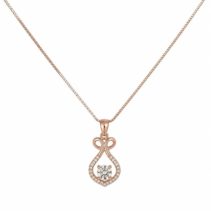 925 Sterling Silver Rose Gold Ribbon Sparkle Pendant Necklace Yui mart