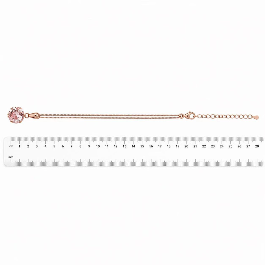925 Sterling Silver Rose Gold Classic Solitaire Crystal Necklace Yui mart
