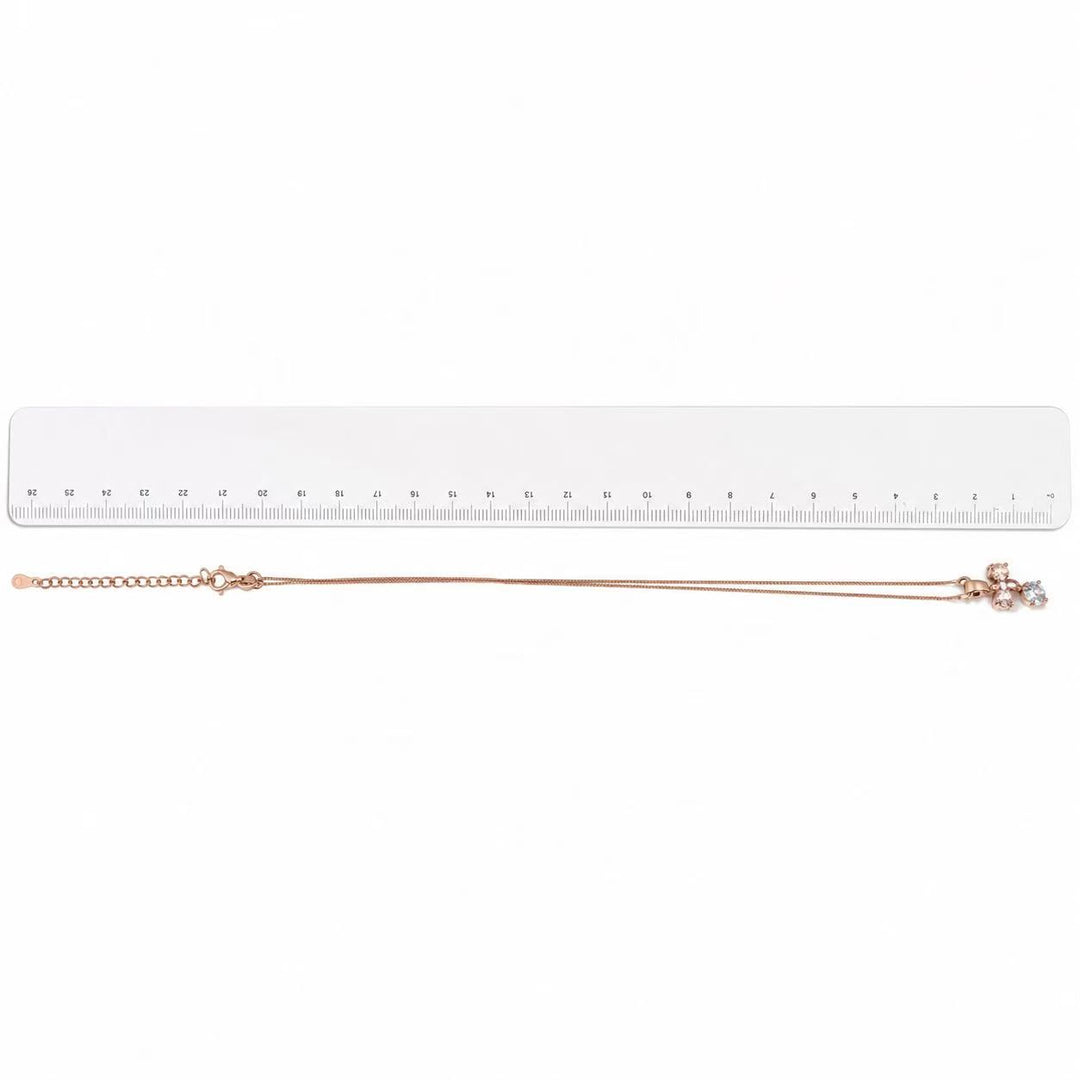925 Sterling Silver Rose Gold Bow Crystal Drop Necklace Yui mart