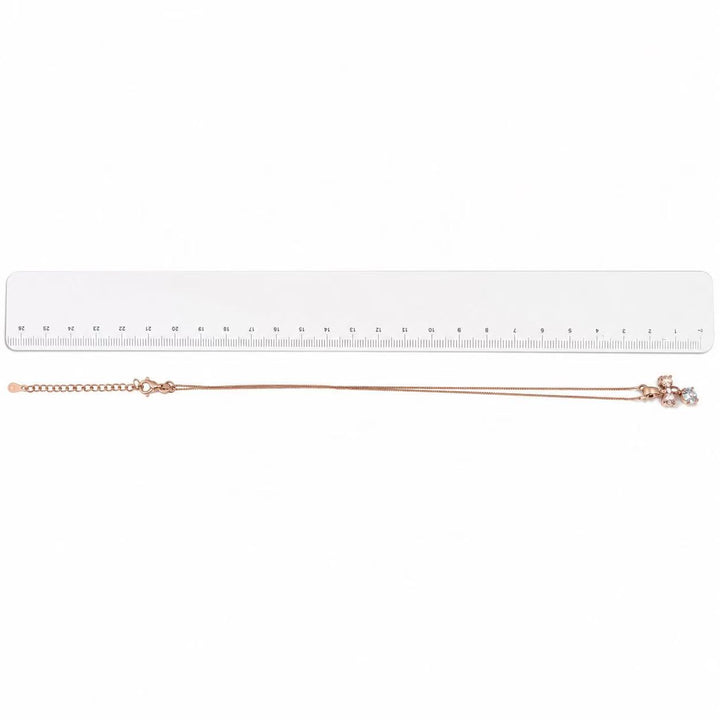925 Sterling Silver Rose Gold Bow Crystal Drop Necklace Yui mart