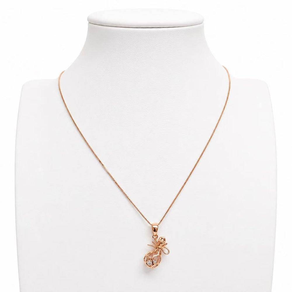 925 Sterling Silver Rose Gold Lucky Gift Bag Pendant Necklace Yui mart