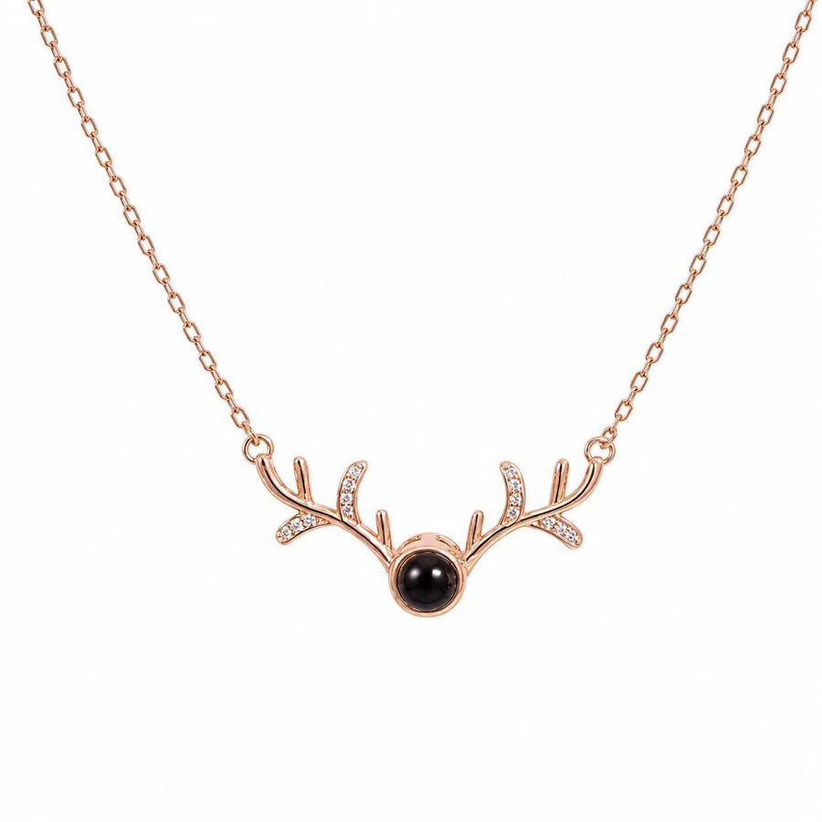 925 Sterling Silver Rose Gold Deer Antler Necklace Yui mart