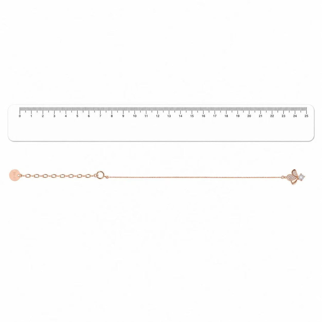 925 Sterling Silver Rose Gold Butterfly Crystal Pendant Necklace Yui mart