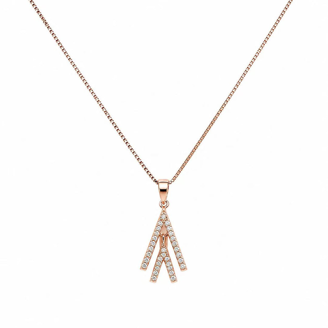 925 Sterling Silver Rose Gold Geometric Sparkle Pendant Necklace Yui mart