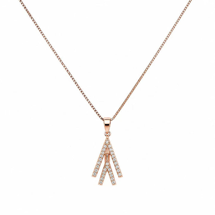 925 Sterling Silver Rose Gold Geometric Sparkle Pendant Necklace Yui mart
