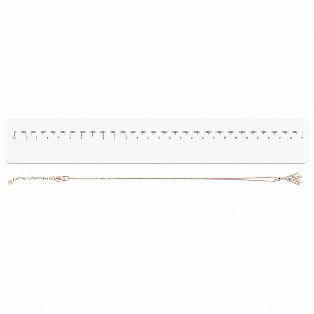925 Sterling Silver Rose Gold Geometric Sparkle Pendant Necklace Yui mart