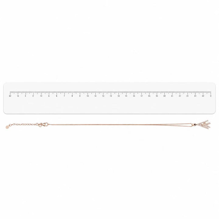 925 Sterling Silver Rose Gold Geometric Sparkle Pendant Necklace Yui mart