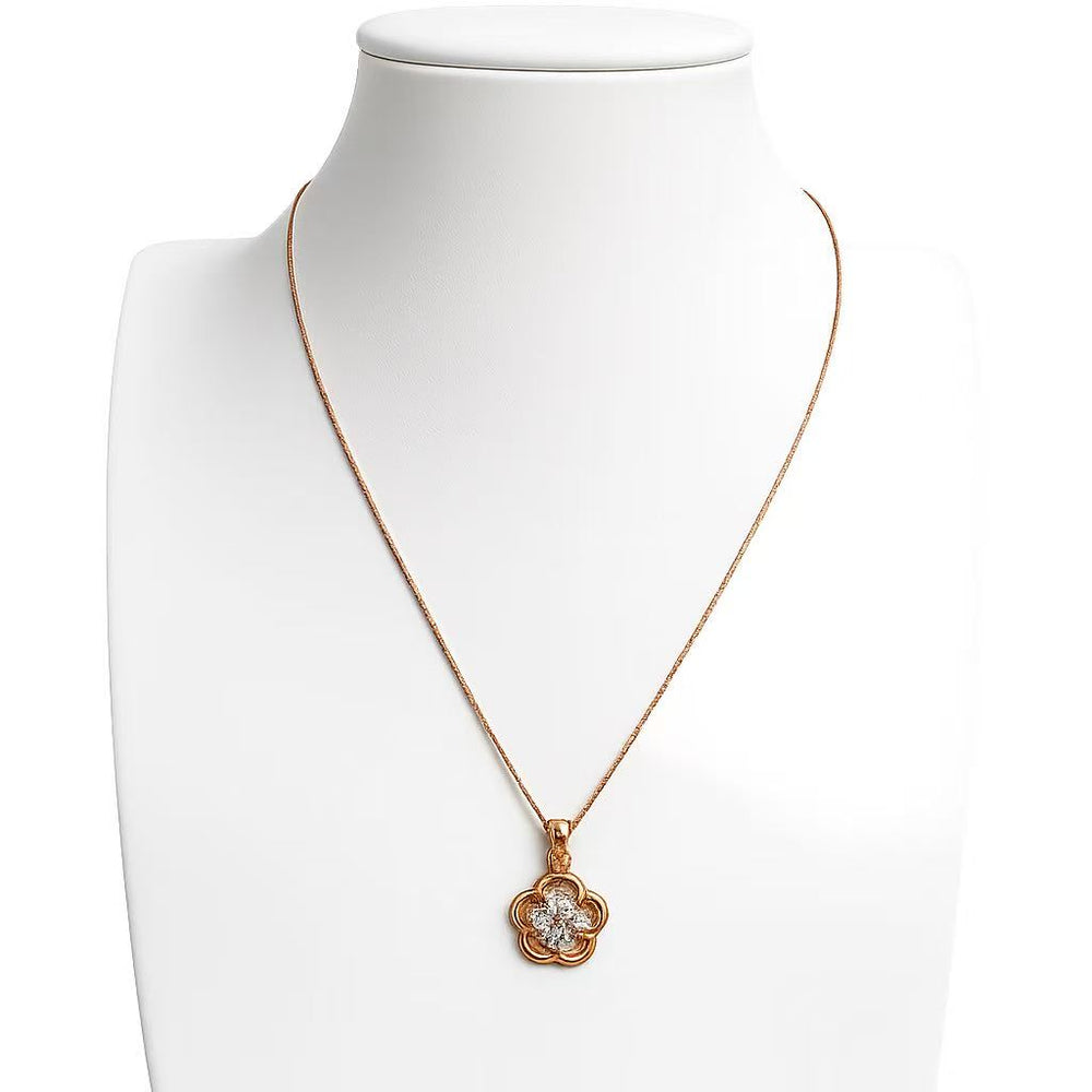 925 Sterling Silver Rose Gold Blossom Crystal Pendant Necklace Yui mart