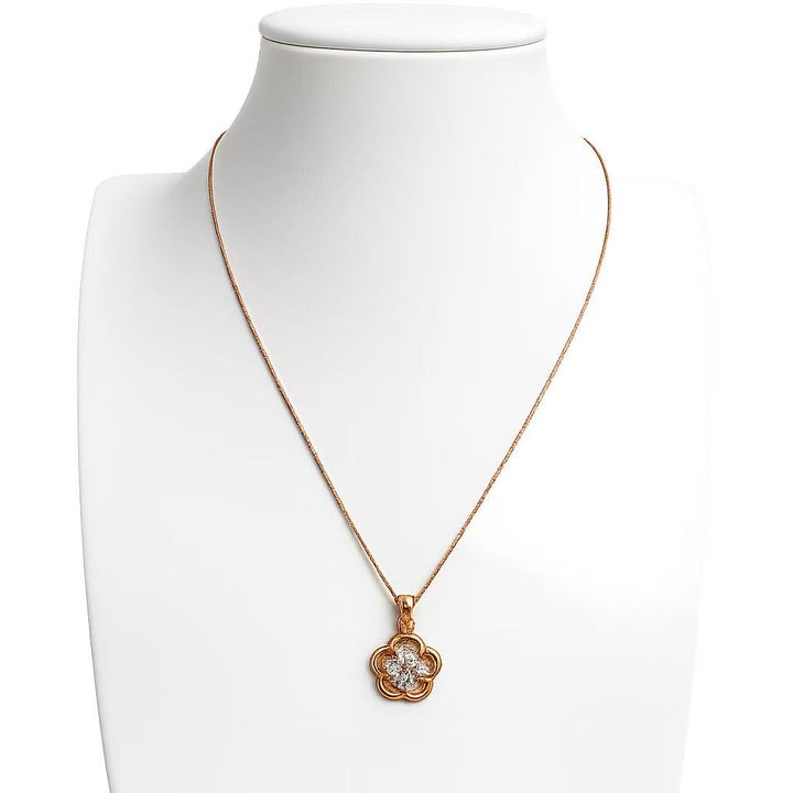 925 Sterling Silver Rose Gold Blossom Crystal Pendant Necklace Yui mart
