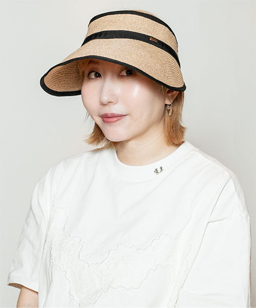 CA4LA ROLLINGS9 beige black sun visor model wearing view