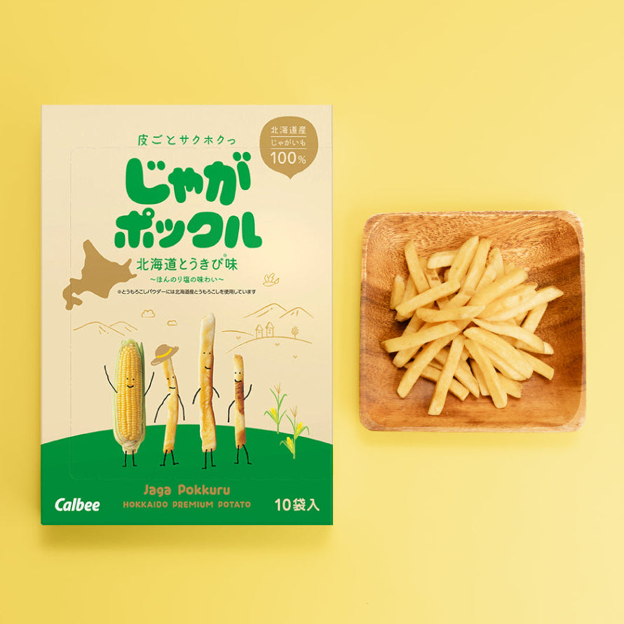Calbee Potato Farm Jaga Pokkuru Hokkaido Corn Flavor potato sticks 10-pack 170g box