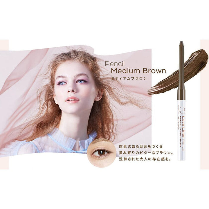 Love Liner Cream Fit Pencil Medium Brown color swatch and eye makeup look