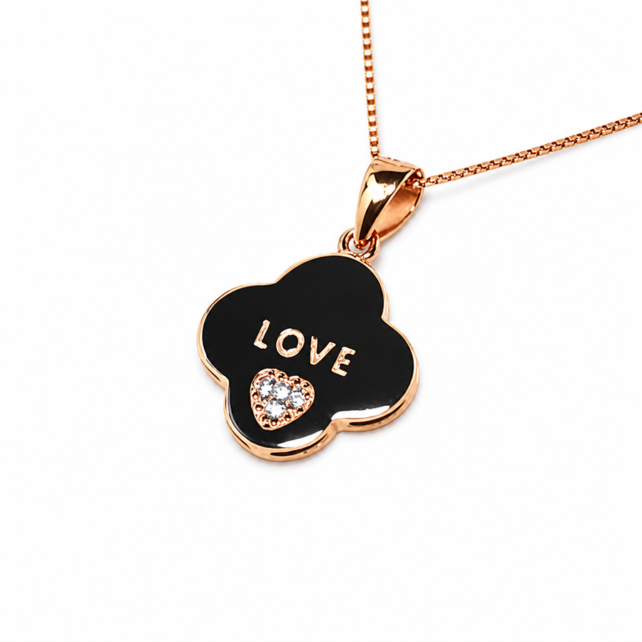 LOVE Flower Gold-Plated Pendant Necklace Yui mart