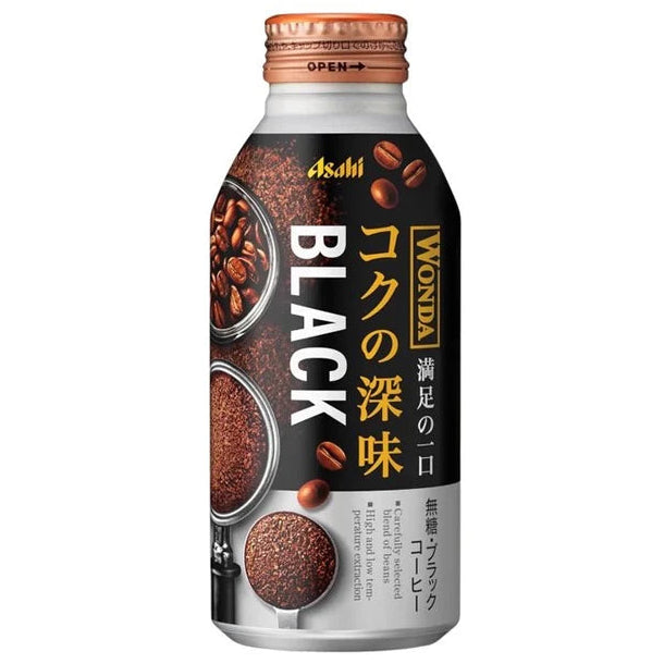 Asahi WONDA Koku no Fukami unsweetened black coffee 400g bottle can front package