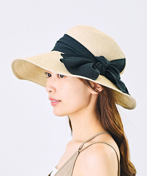 CA4LA YELL BRAID7 Brown Wide Brim Ribbon Hat CA4LA