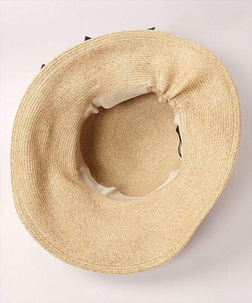 CA4LA YELL BRAID7 Brown wide brim hat underside view