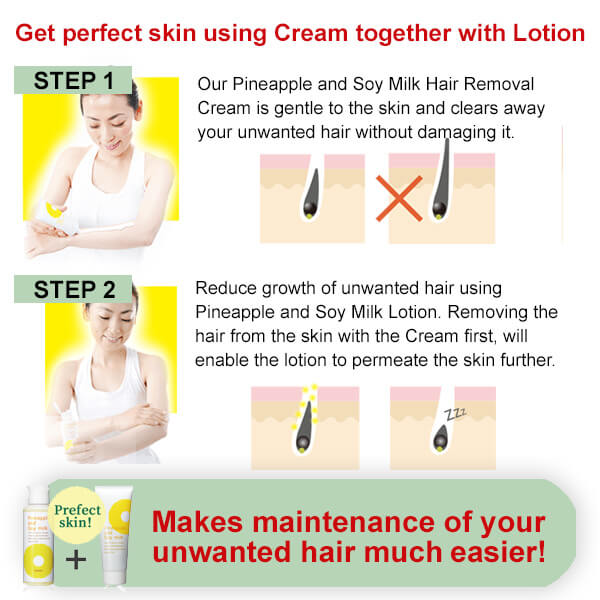 Pineapple and Soy Milk Hair Removal Cream, DIY hair-removal, quasi drug, body, bikini, sensitive skin, kids, pain and odor-free, made in Japan,230 g
