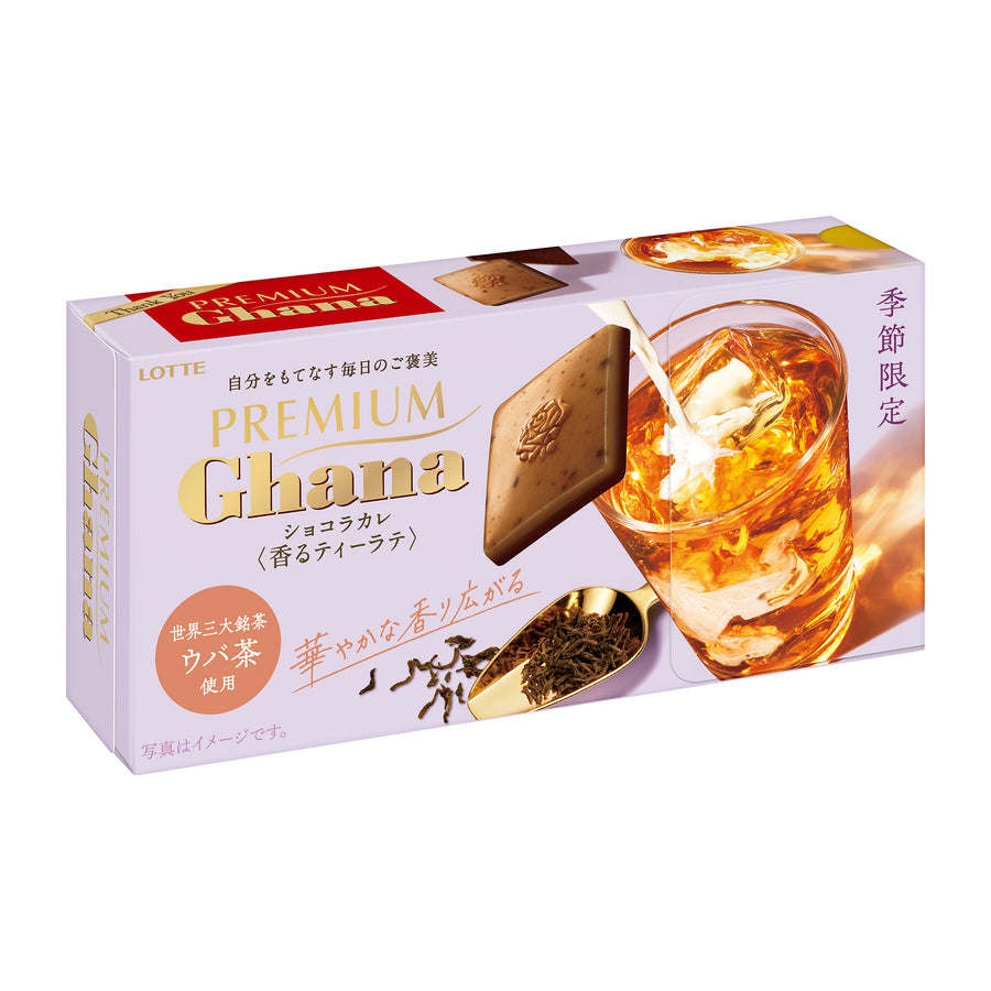 Lotte Premium Ghana Chocolat Carre Tea Latte 64g box