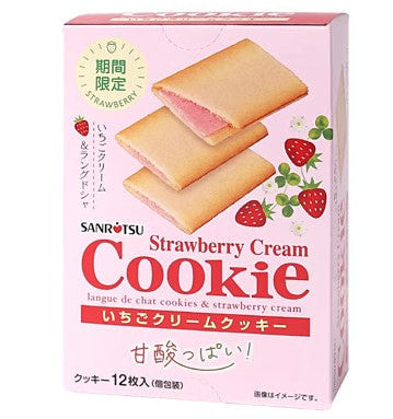 Sanritsu Strawberry Cream Langue de Chat Cookies 12 Pieces package