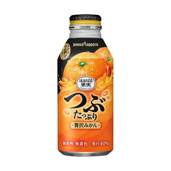 Pokka Sapporo Tsubu Tappuri Zeitaku Mikan mandarin orange pulp drink 400g bottle can