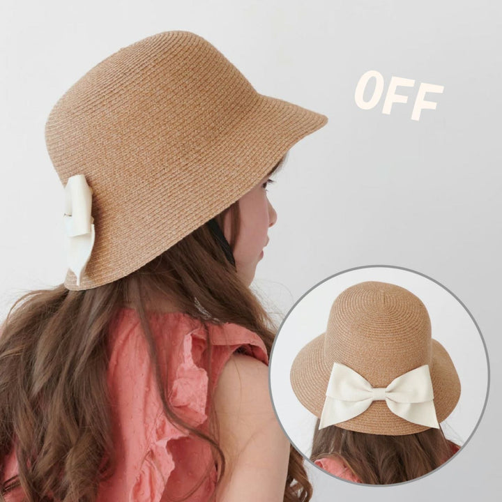 Girls’ Washable & Foldable Sun Hat with Bow – UV Cut 90% Protection,4 Colors